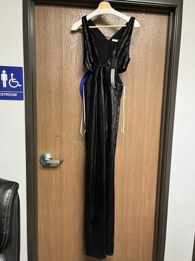 NWT HALSTON Heritage black sequin long dress 2